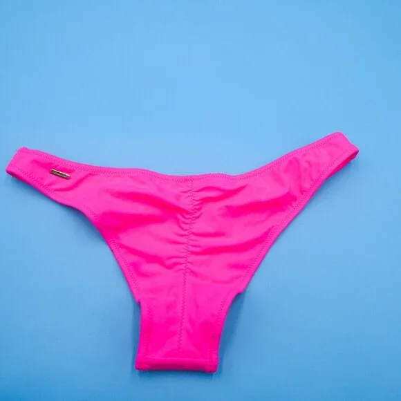 Victorias Secret Medium Pink Deep Cut Brazilian Bikini Bottom Beach Swimwear New - Picture 4 of 7